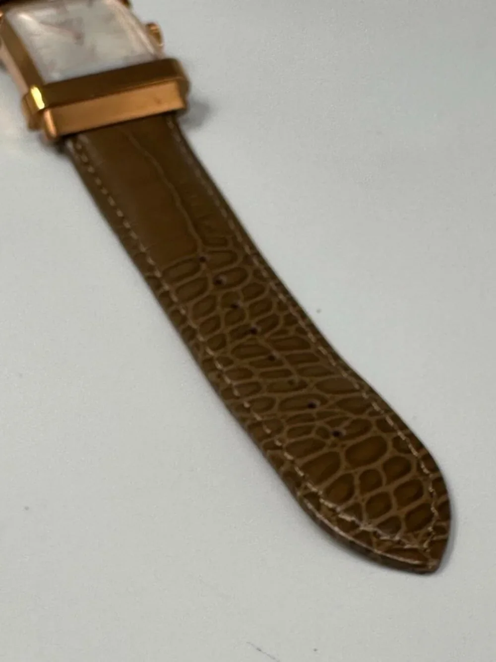 XO Retro MCML Watch Mens Rose Gold Tone Green Leather Band New Battery 9.5